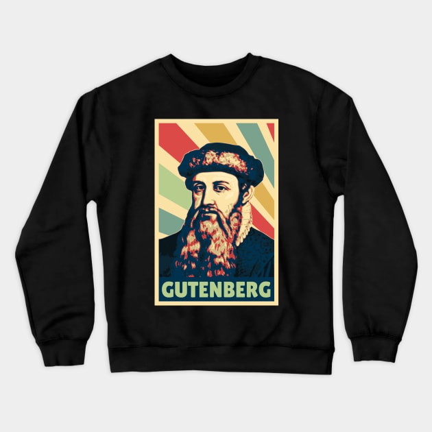 Johannes Gutenberg Vintage Colors Crewneck Sweatshirt by Nerd_art